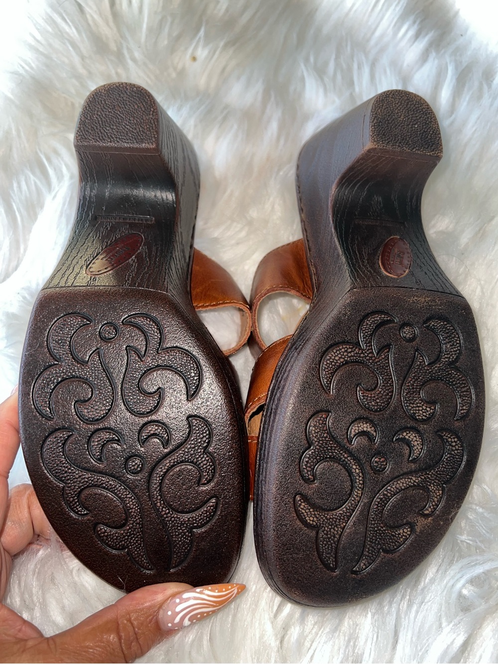 Born Brown Leather Women's Buckle Slide Sandals - Picture 6 of 6